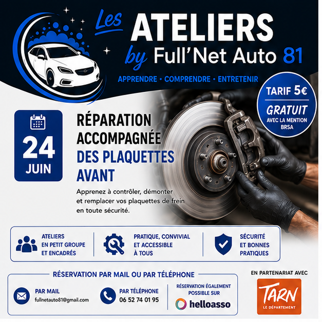 Réparation accompagnée des plaquettes avant